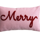 Embroidered Lumbar Merry Pillow | 20x12"