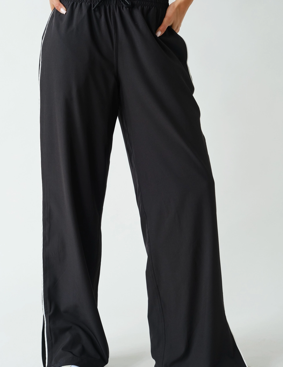 Wide Leg Track Pants with Side Stripe