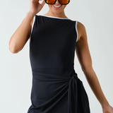Red Contrast Trim Knot Front Dress