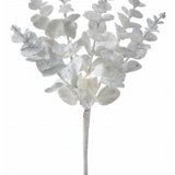 20" White Metallic Glitter Euclyptus Spray