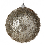 4" Crackle Pearl Frosted Ball Ornament