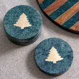 Black/Gold Marble Tree Coasters | Set of 4