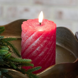 4" LED Red Twist Pillar Candle