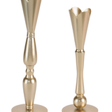Gold Tulip Taper Candle Holder | 9, 10"