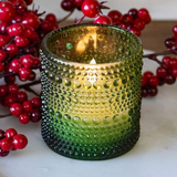 3" Green LED Beaded Glass Candle