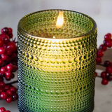 5" Green LED Beaded Glass Candle
