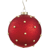 4.75" Beaded Red Merc. Ornament