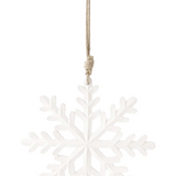 16" White Enamel Snowflake Hanger