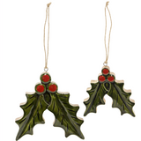 Wood Holly Ornament | 4.5", 6"