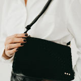 Black Woven Suede Crossbody Bag