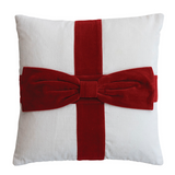 20" Cotton Velvet Bow Pillow