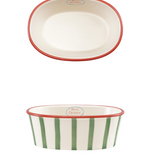 2Qt Oval Merry Christmas Striped Dish