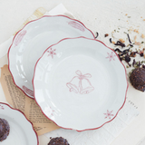 5.5" Holiday Stoneware Scalloped Colored Rim