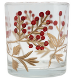 3" Hand-painted Etched Glass Votive Holder