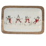 Enameled Mango Wood Snowman Tray | 12x8"