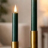 6" Green LED Taper Candle Set