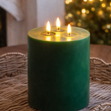 6" LED Green 3 Wick Candle