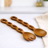 12" Wood Braided Salad Serving Set