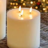 6" LED Ivory 3 Wick Candle