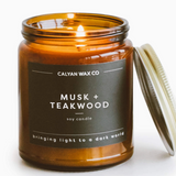 Musk + Teakwood - Amber Jar Soy Candle