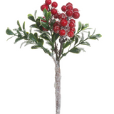 8" Iced Berry/boxwood Pick