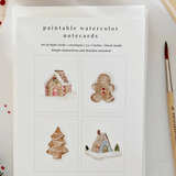 Gingerbread Paintable Watercolor Notecard Set