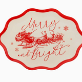 Red Vintage Merry Christmas Bamboo Tray