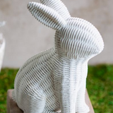 8.5" White Rattan Bunny