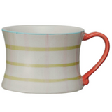 8 oz Hand-Painted Stoneware Plaid Mug