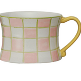 8 oz Hand-Painted Stoneware Plaid Mug