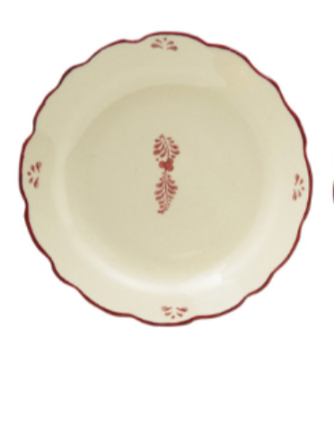 5.5" Holiday Stoneware Scalloped Colored Rim