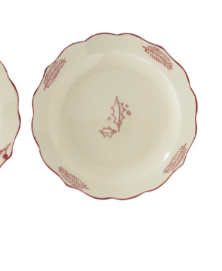 5.5" Holiday Stoneware Scalloped Colored Rim