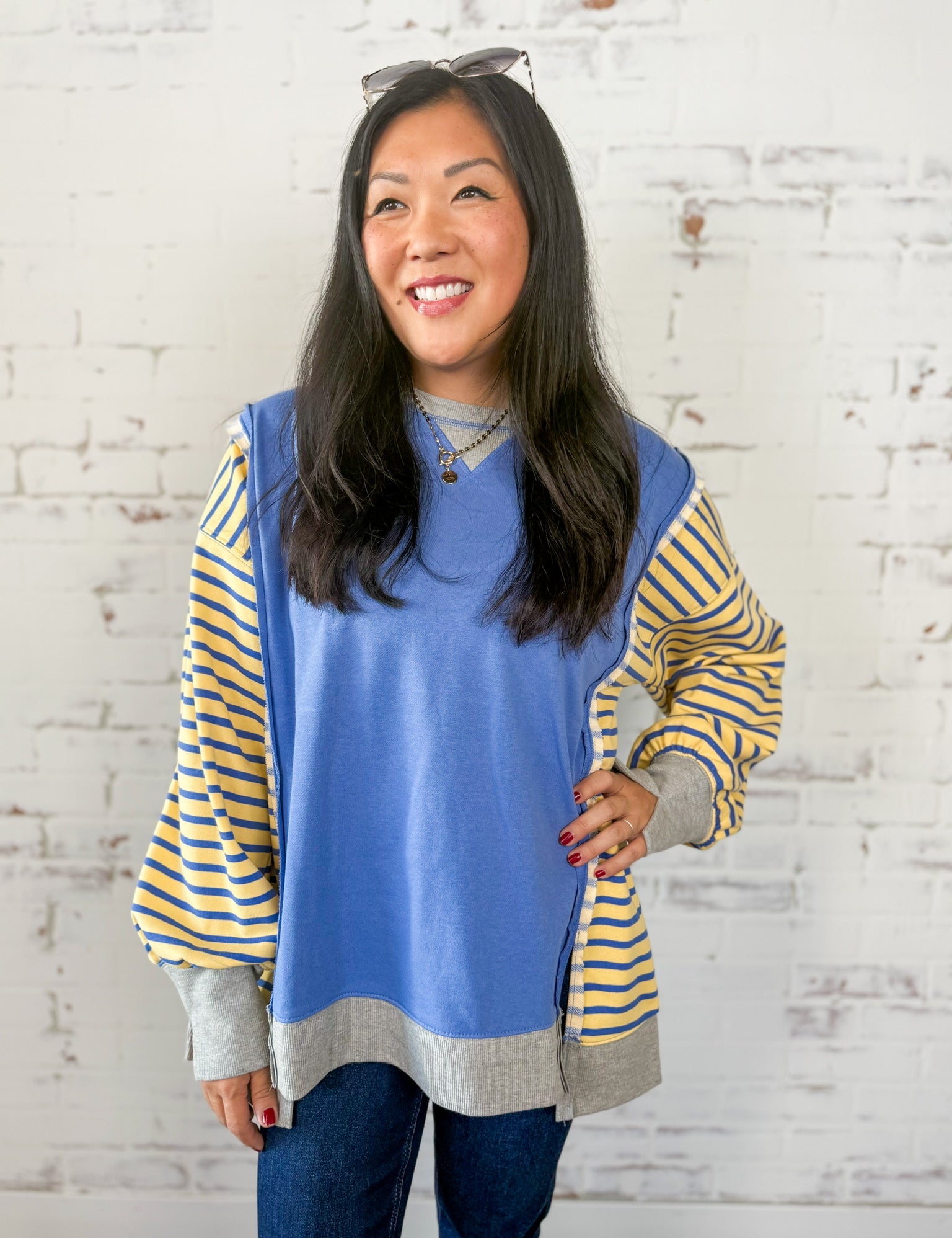 Striped Sleeve Sweatshirt