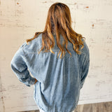 Acid Wash Denim Button Down Shirt Jacket