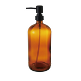 Amber Glass Soap Dispenser with Black Pump