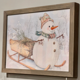 Cozy Snowman Barnwood Framed Wall Art