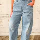 Barrel Leg Denim Overalls