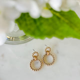 The Beaded Double Ring Drop Earring
