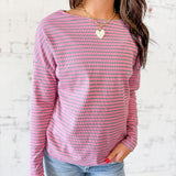 Berry Stripe Ribbed Long Sleeve Top