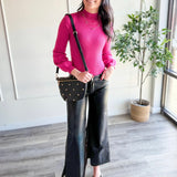 Berry Ribbed Mock Neck Sweater