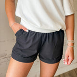Black Cuffed Athletic Shorts