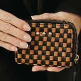 Checkerboard Woven Zip Wallet