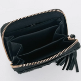 Checkerboard Woven Zip Wallet