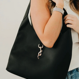 Black Vegan Leather Slouchy Hobo Bag