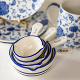 Blue & White Stripe Ceramic Measuring Cup Set