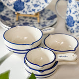Blue & White Stripe Ceramic Measuring Cup Set