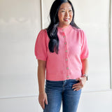 Blush Button Front Knit Cardigan