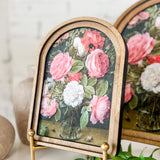 6x8" Blush Garden Roses Arched Framed Wall Art