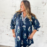 Botanical Floral V-Neck Dress