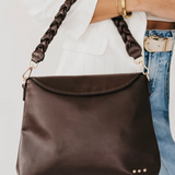 Brown Braided Handle Shoulder Bag